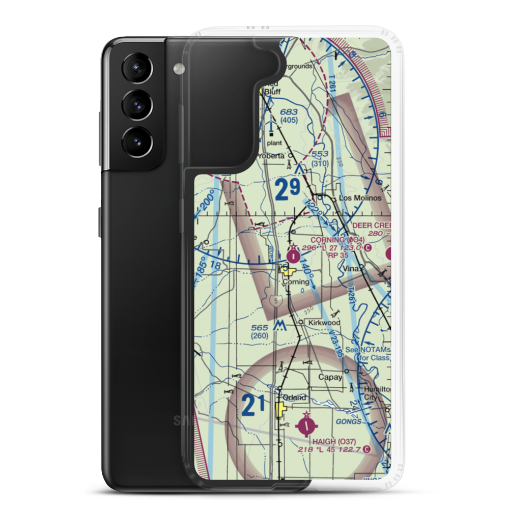 Corning Municipal Airport (0O4) VFR Sectional Samsung Case Samsung Galaxy S21 Plus model shown