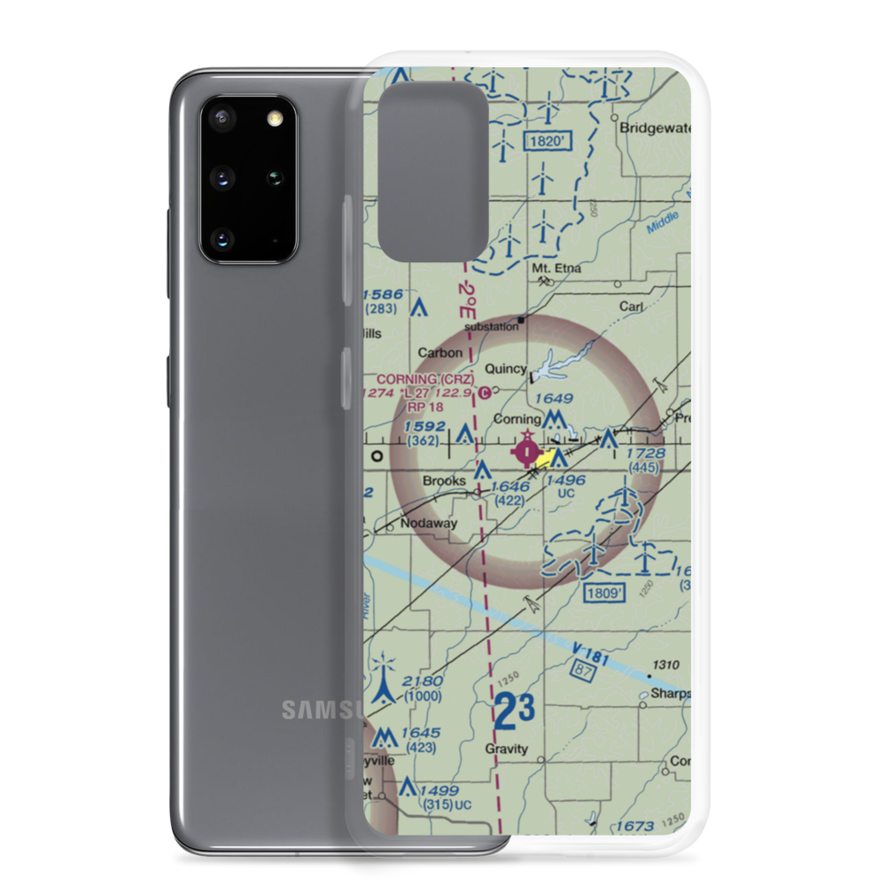 Corning Municipal Airport (CRZ) VFR Sectional Samsung Case Samsung Galaxy S20 Plus model shown