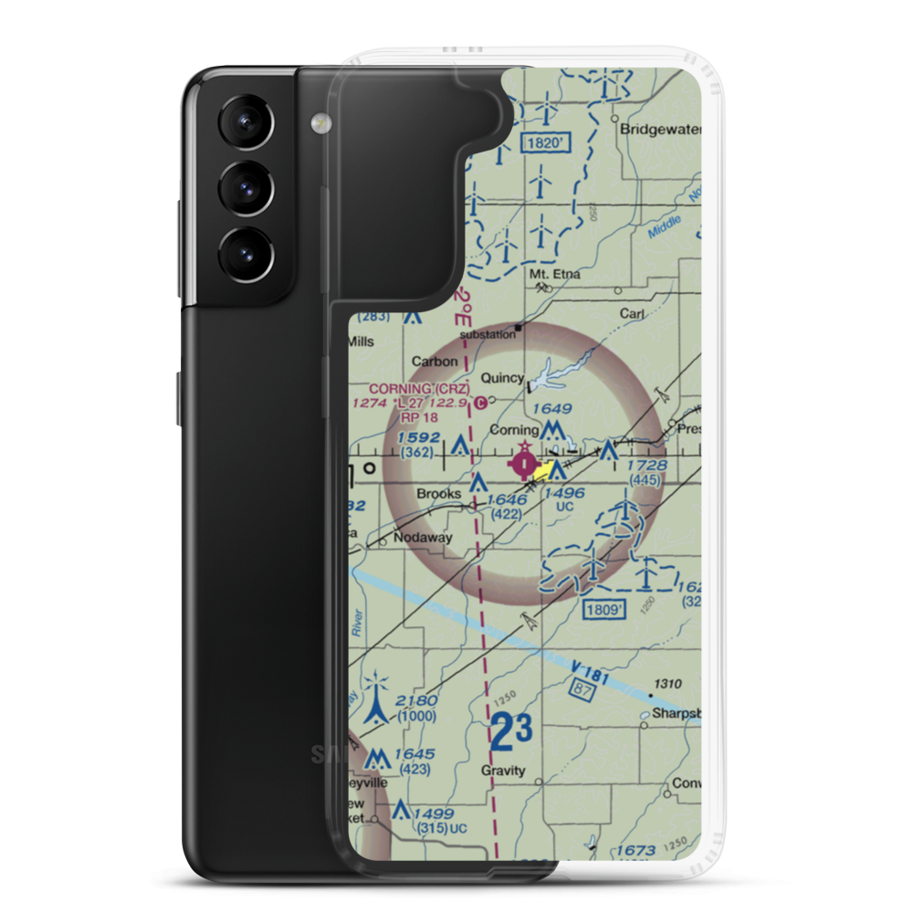 Corning Municipal Airport (CRZ) VFR Sectional Samsung Case Samsung Galaxy S21 Plus model shown