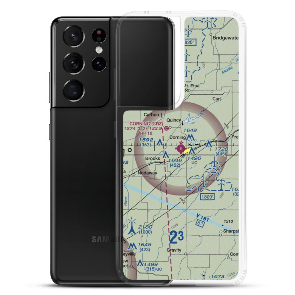Corning Municipal Airport (CRZ) VFR Sectional Samsung Case Samsung Galaxy S21 Ultra model shown