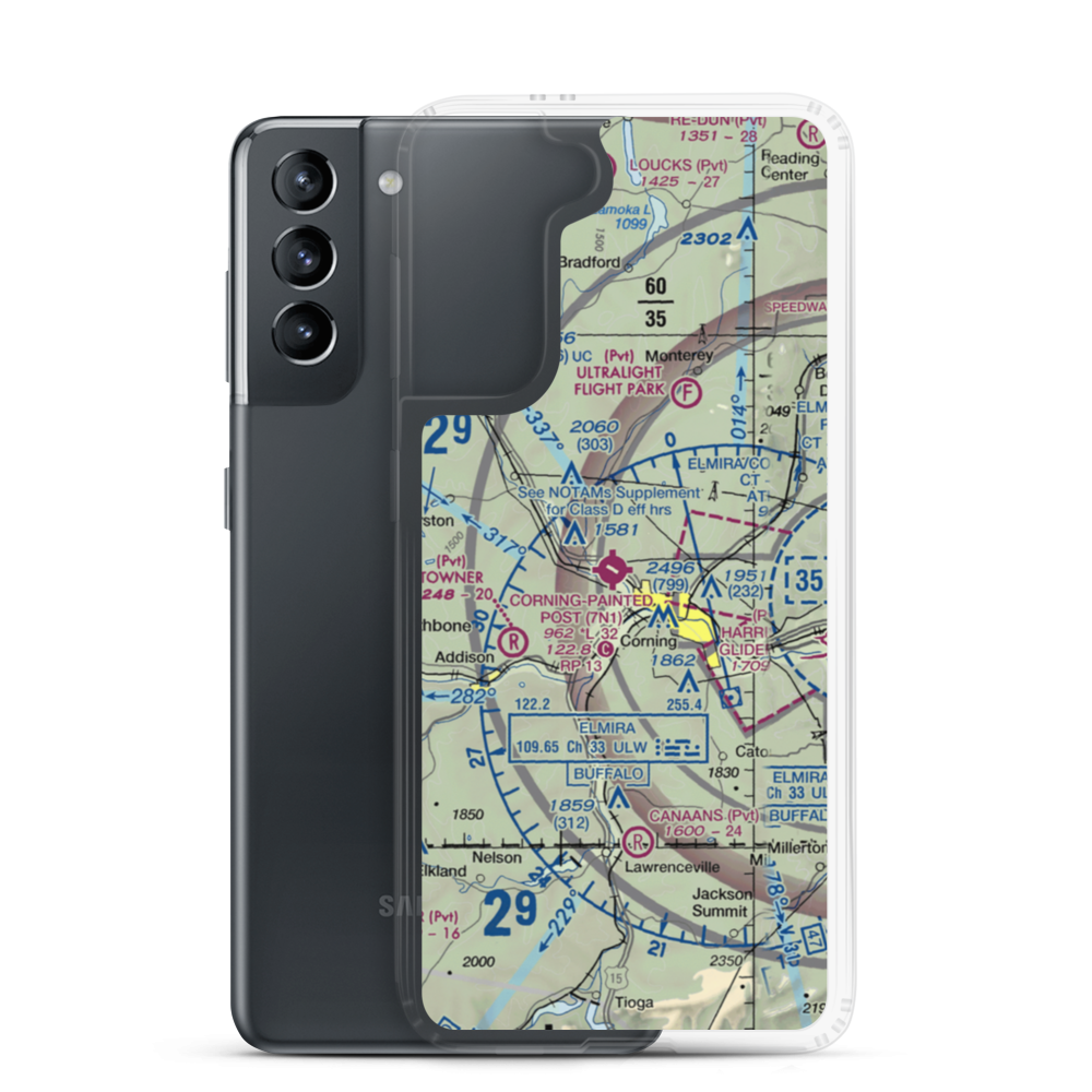 Corning Painted Post Airport (7N1) VFR Sectional Samsung Case Samsung Galaxy S21 model shown