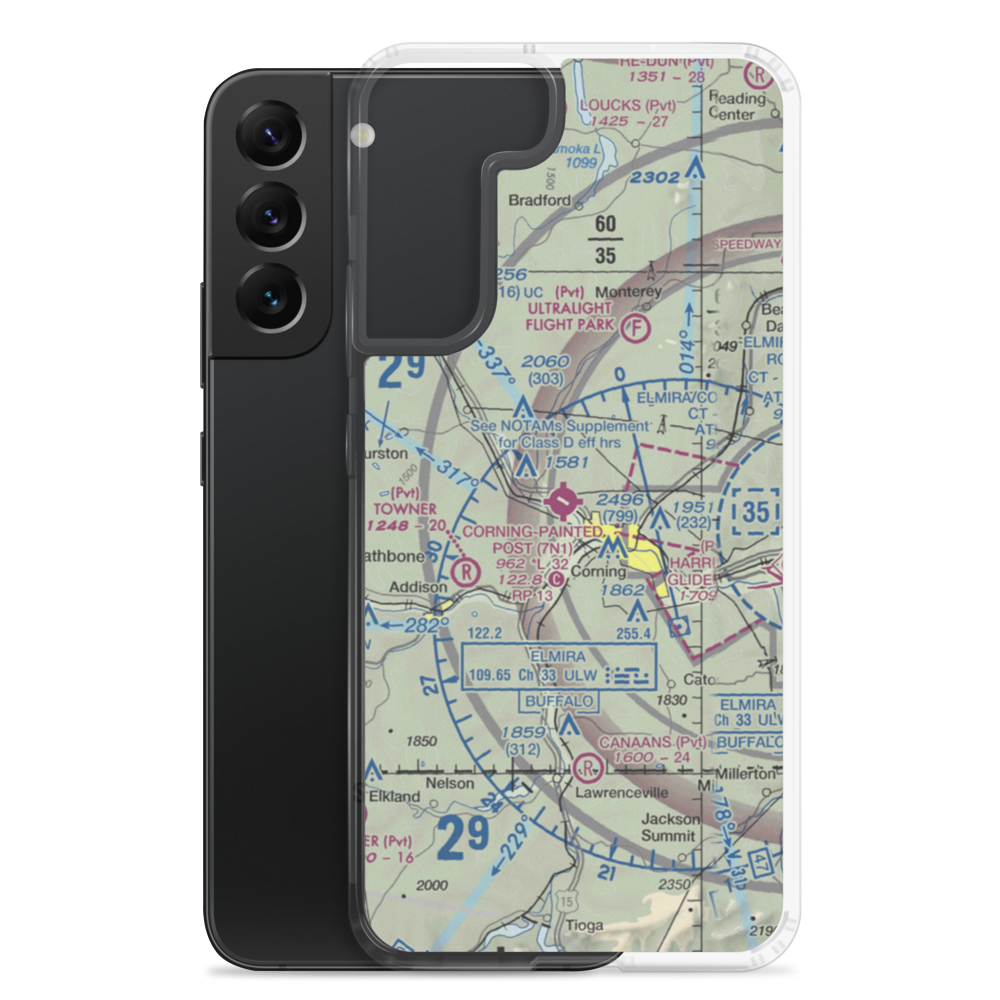 Corning Painted Post Airport (7N1) VFR Sectional Samsung Case Samsung Galaxy S22 Plus model shown