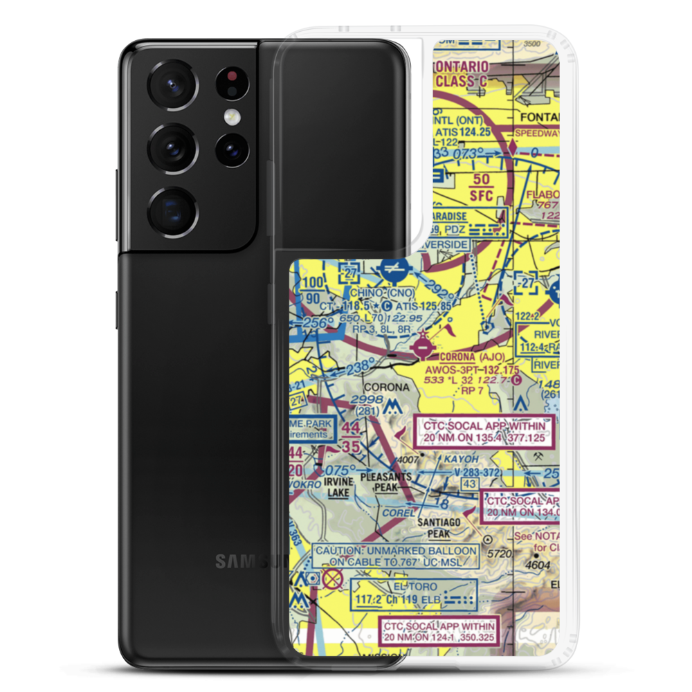 Corona Municipal Airport (AJO) VFR Sectional Samsung Case Samsung Galaxy S21 Ultra model shown