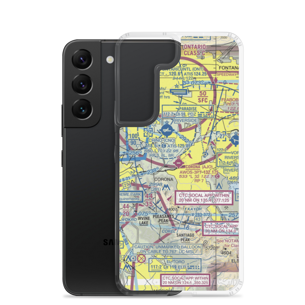 Corona Municipal Airport (AJO) VFR Sectional Samsung Case Samsung Galaxy S22 model shown