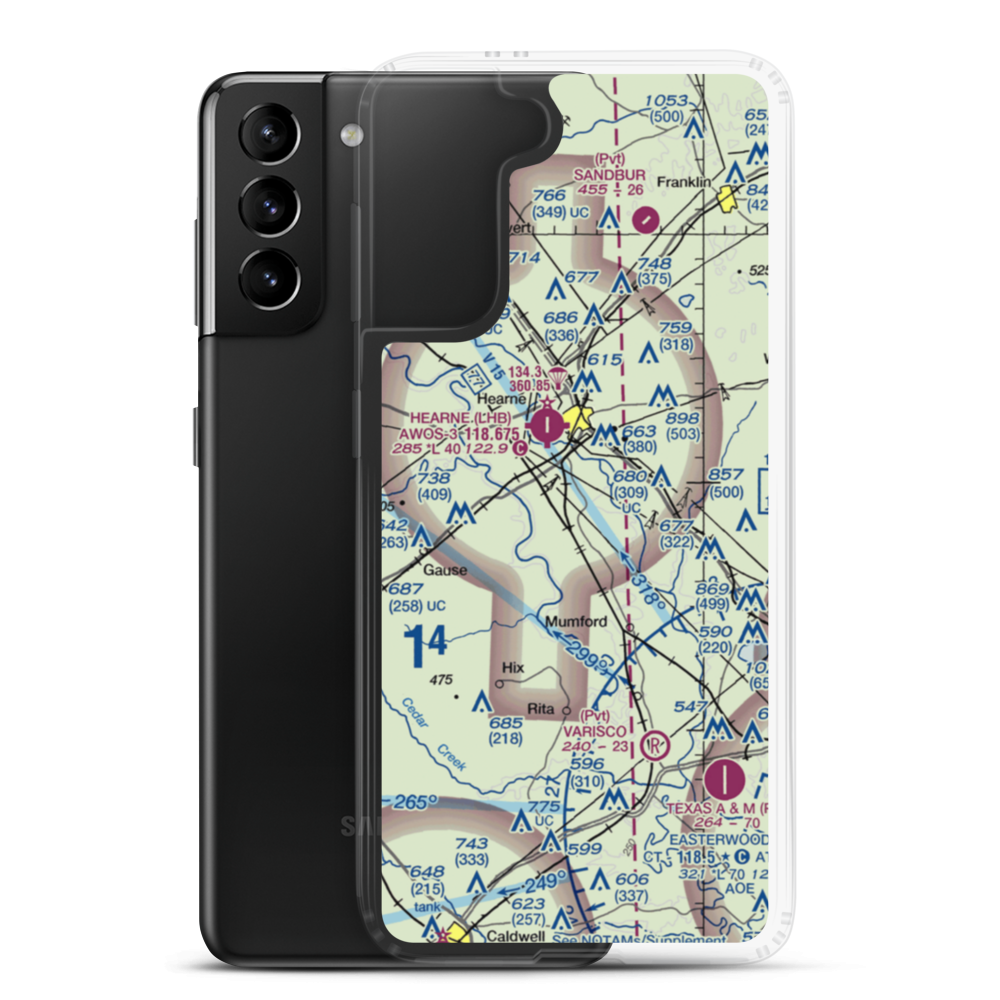 Corpora Airport (1TE5) VFR Sectional Samsung Case Samsung Galaxy S21 Plus model shown