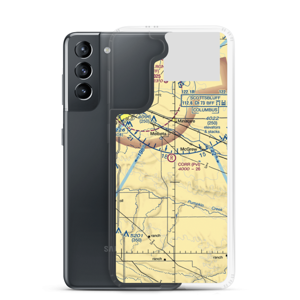 Corr Airport (25NE) VFR Sectional Samsung Case Samsung Galaxy S21 model shown