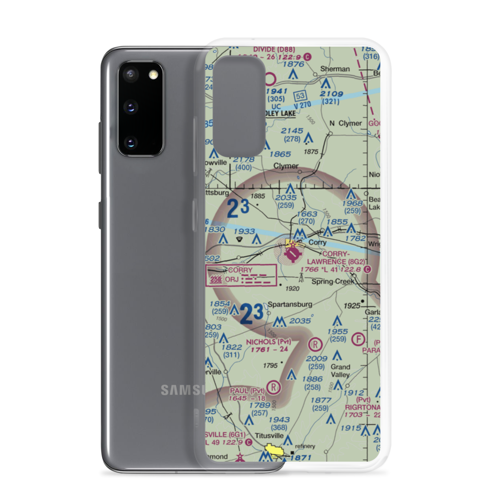Corry Lawrence Airport (8G2) VFR Sectional Samsung Case Samsung Galaxy S20 model shown