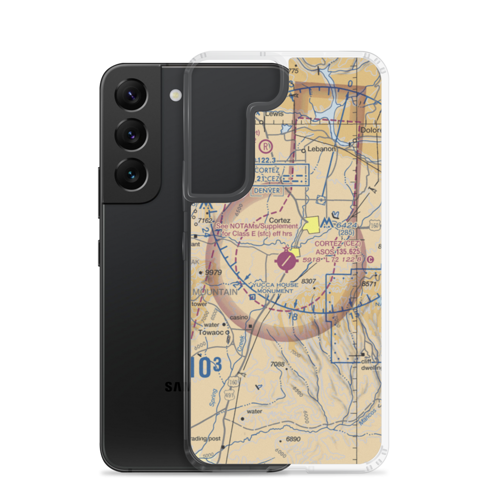 Cortez Municipal Airport (CEZ) VFR Sectional Samsung Case Samsung Galaxy S22 model shown