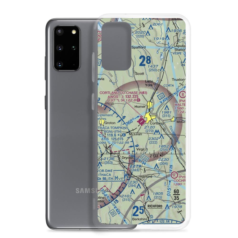 Cortland County Chase Field (N03) VFR Sectional Samsung Case Samsung Galaxy S20 Plus model shown