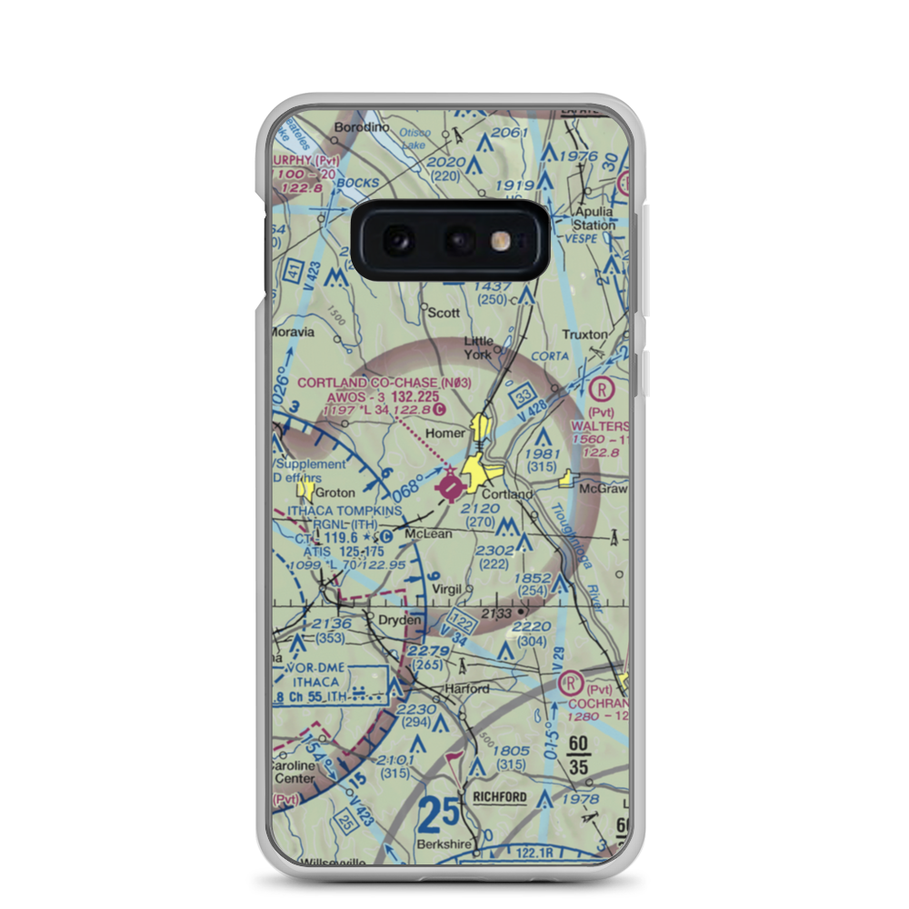 Cortland County Chase Field (N03) VFR Sectional Samsung Case Samsung Galaxy S10e model shown
