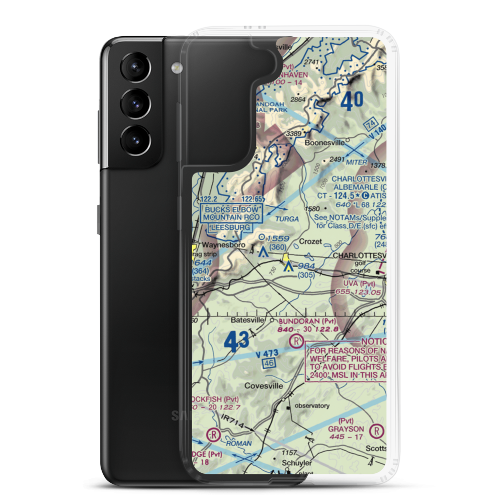 Cottonwood Farm Airport (87VA) VFR Sectional Samsung Case Samsung Galaxy S21 Plus model shown