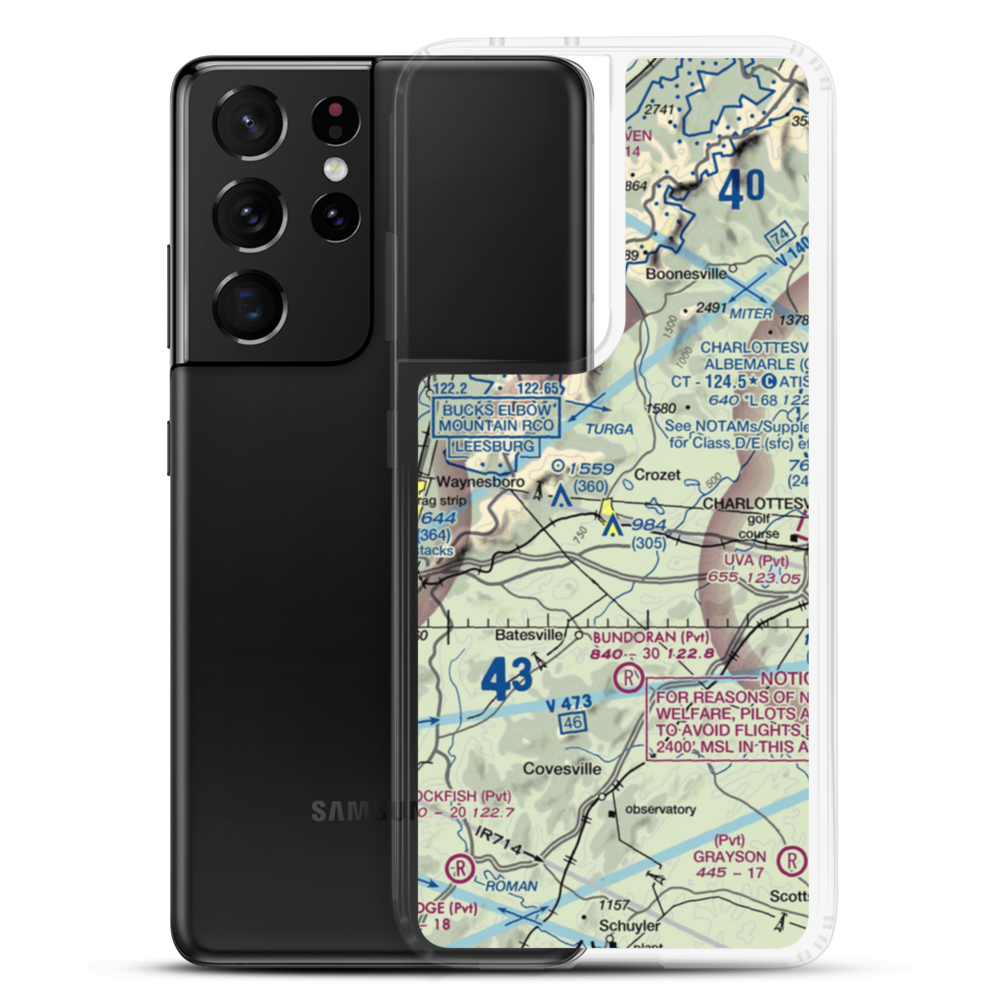 Cottonwood Farm Airport (87VA) VFR Sectional Samsung Case Samsung Galaxy S21 Ultra model shown