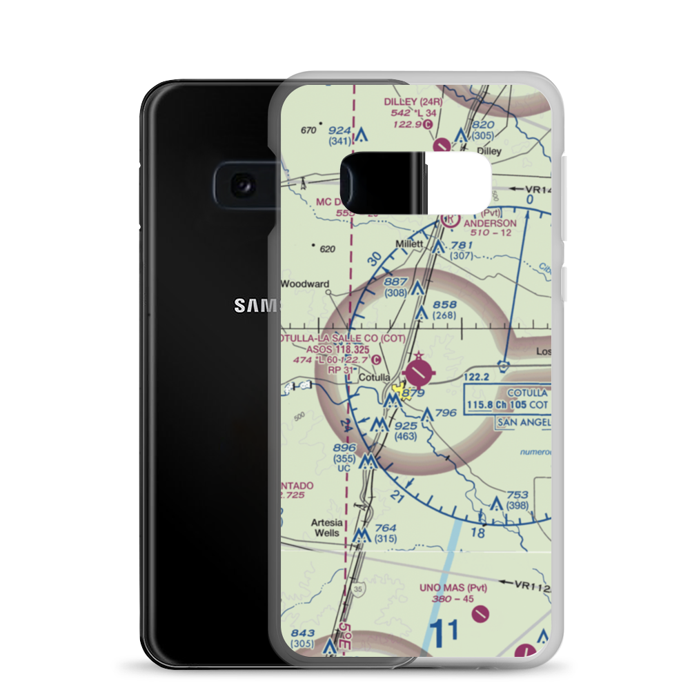 Cotulla-La Salle County Airport (COT) VFR Sectional Samsung Case Samsung Galaxy S10e model shown