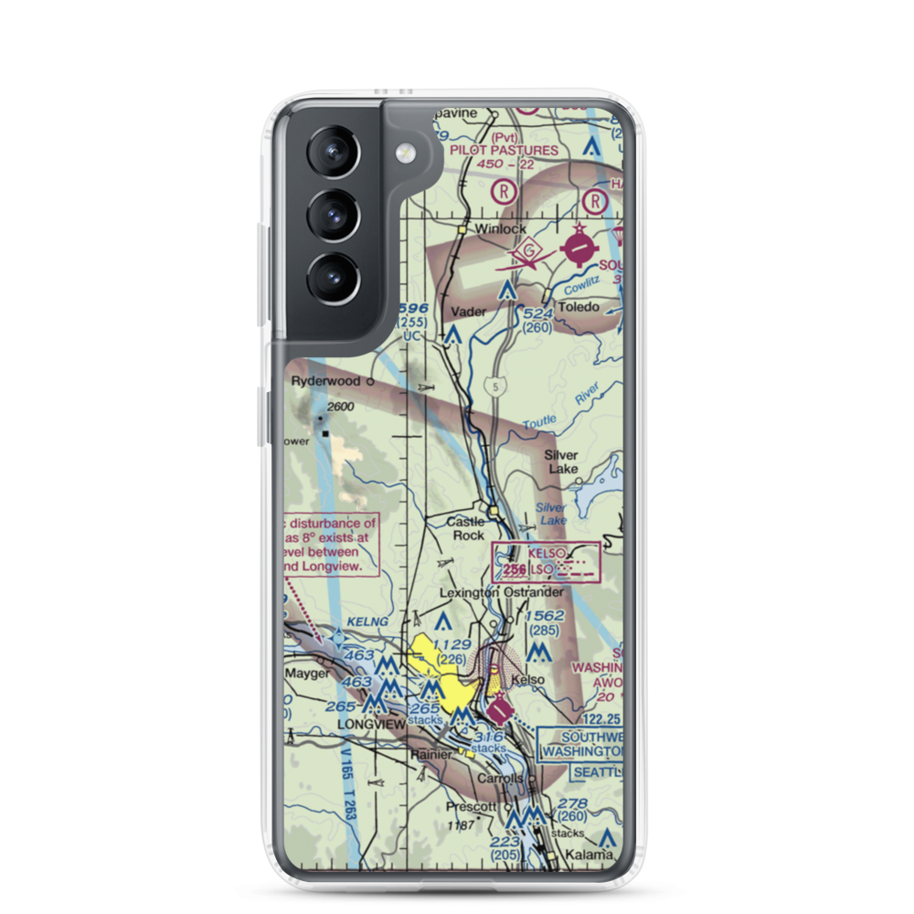 Cougar Flat Airstrip (WN24) VFR Sectional Samsung Case Samsung Galaxy S21 model shown