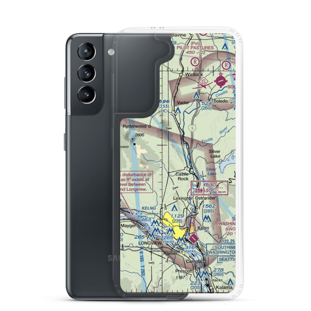 Cougar Flat Airstrip (WN24) VFR Sectional Samsung Case Samsung Galaxy S21 model shown