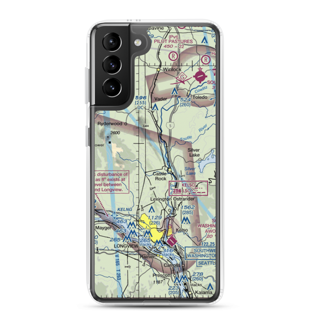 Cougar Flat Airstrip (WN24) VFR Sectional Samsung Case Samsung Galaxy S21 Plus model shown
