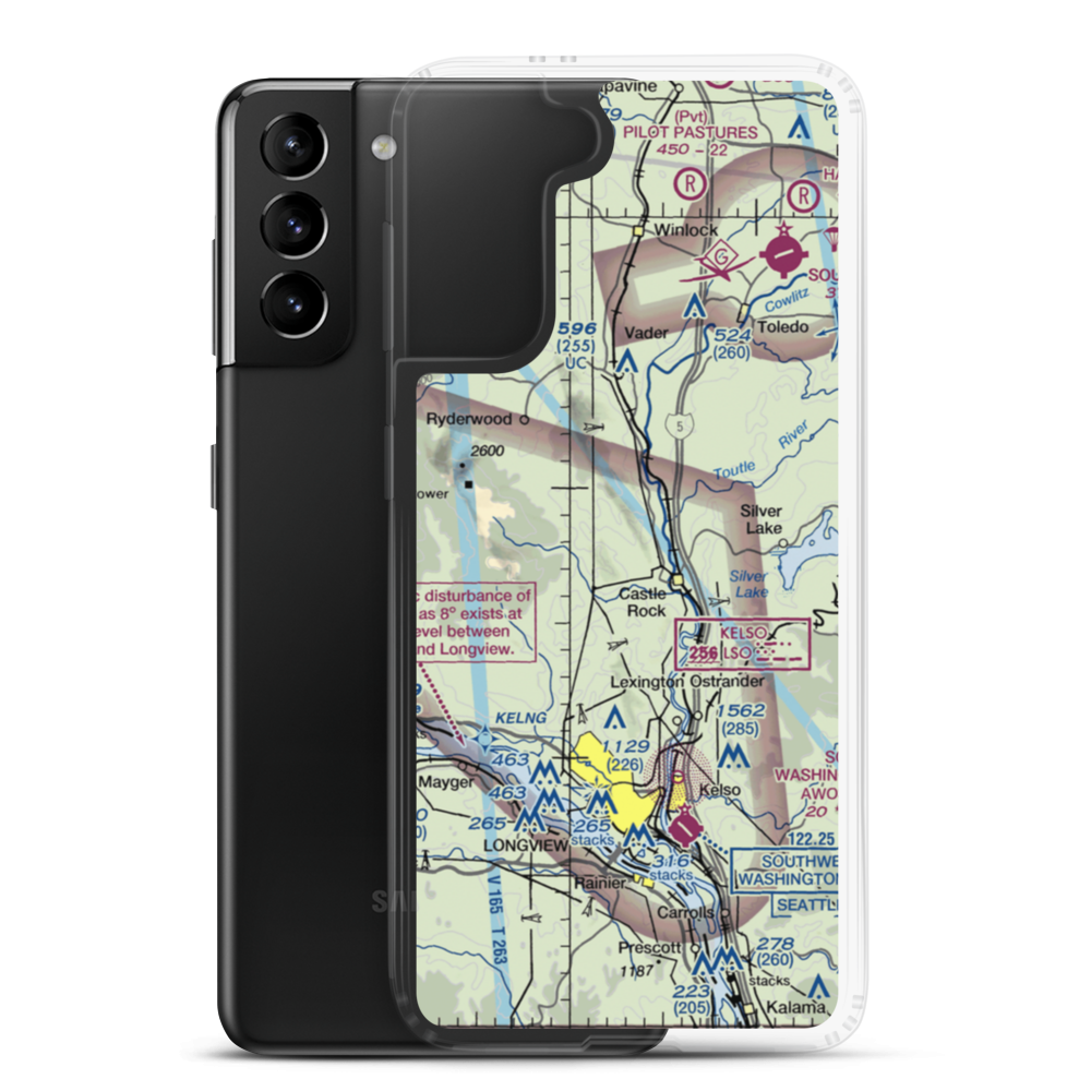 Cougar Flat Airstrip (WN24) VFR Sectional Samsung Case Samsung Galaxy S21 Plus model shown