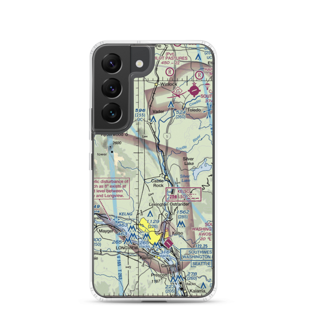 Cougar Flat Airstrip (WN24) VFR Sectional Samsung Case Samsung Galaxy S22 model shown