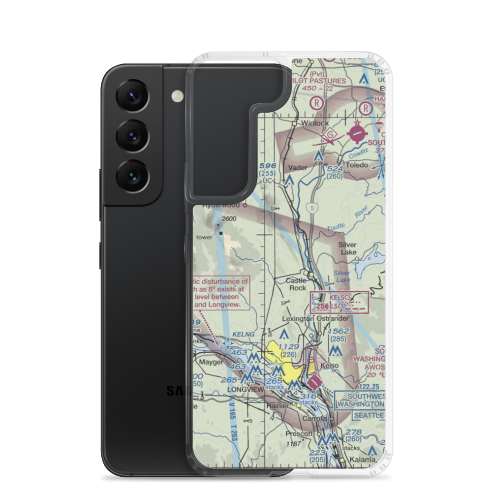 Cougar Flat Airstrip (WN24) VFR Sectional Samsung Case Samsung Galaxy S22 model shown