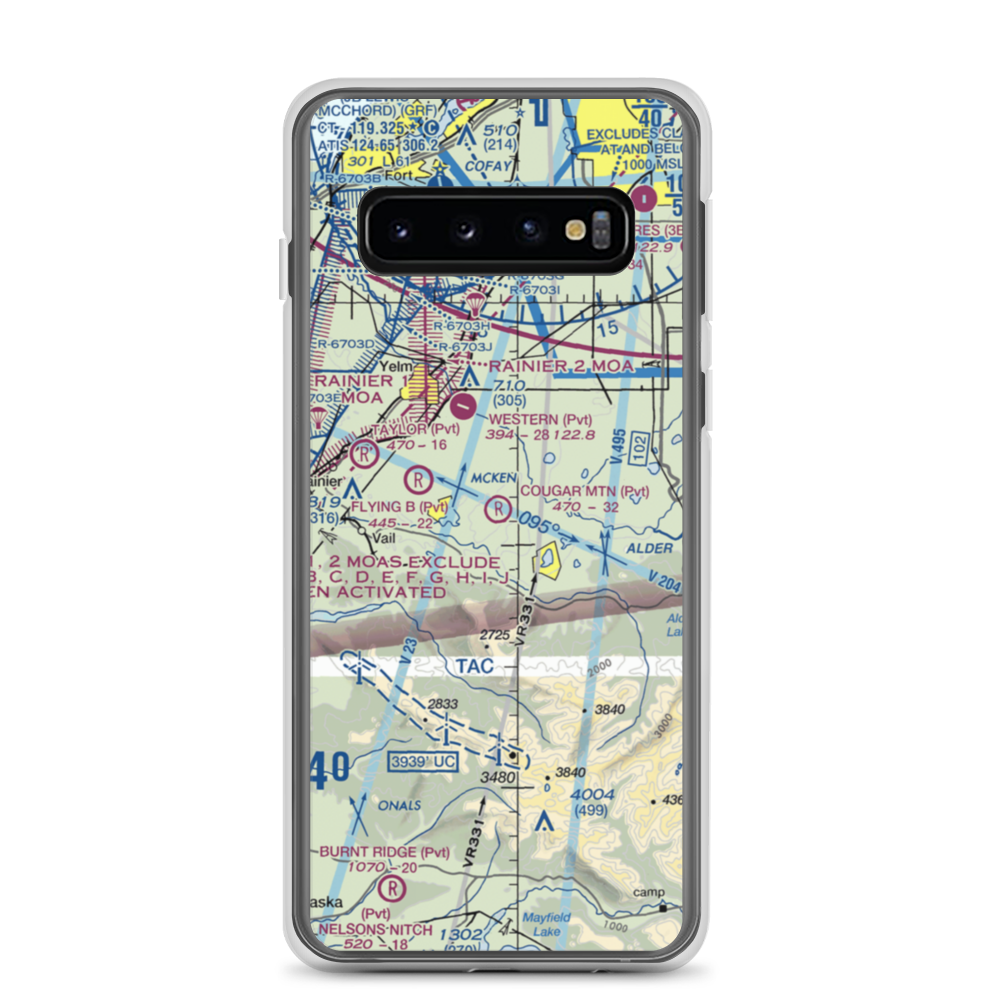 Cougar Mountain Airfield (49WA) VFR Sectional Samsung Case Samsung Galaxy S10 model shown