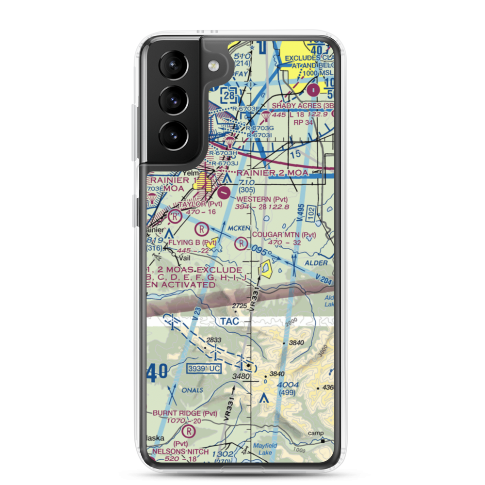 Cougar Mountain Airfield (49WA) VFR Sectional Samsung Case Samsung Galaxy S21 Plus model shown