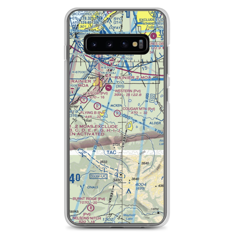 Cougar Mountain Airfield (49WA) VFR Sectional Samsung Case Samsung Galaxy S10+ model shown