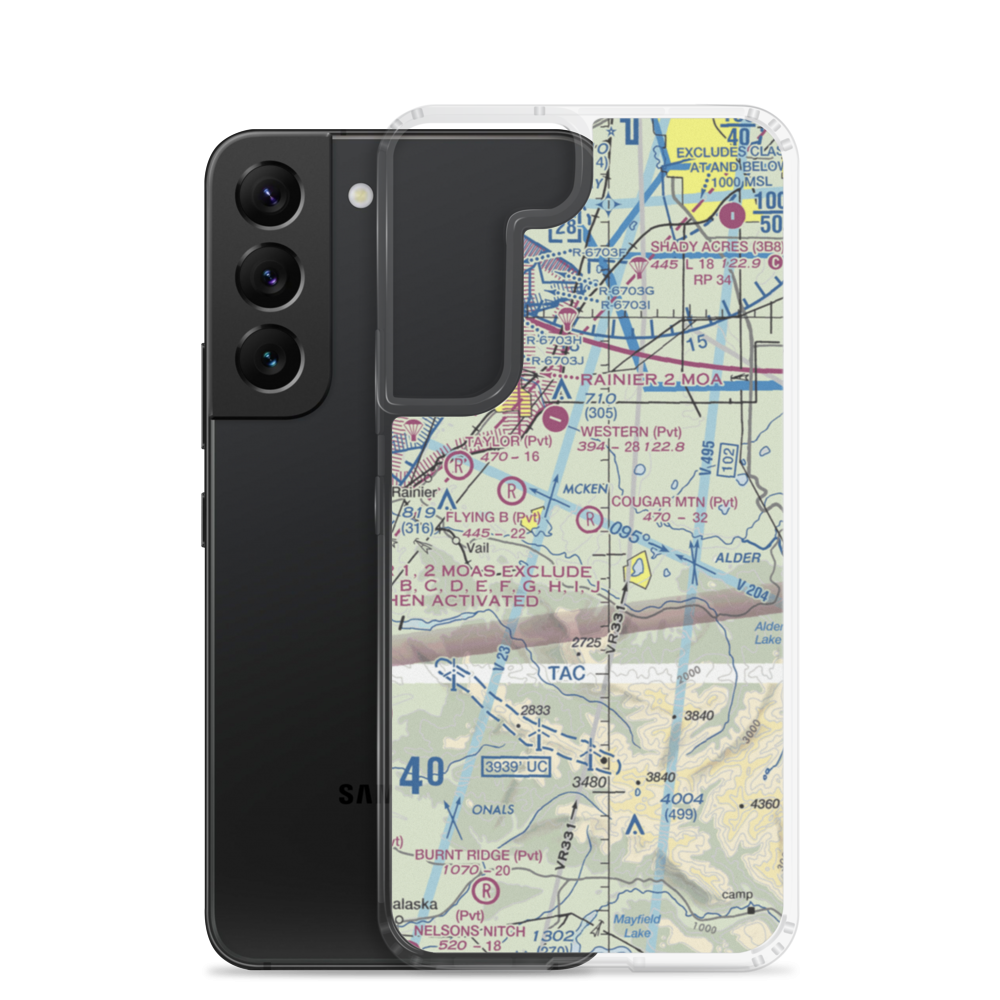 Cougar Mountain Airfield (49WA) VFR Sectional Samsung Case Samsung Galaxy S22 model shown