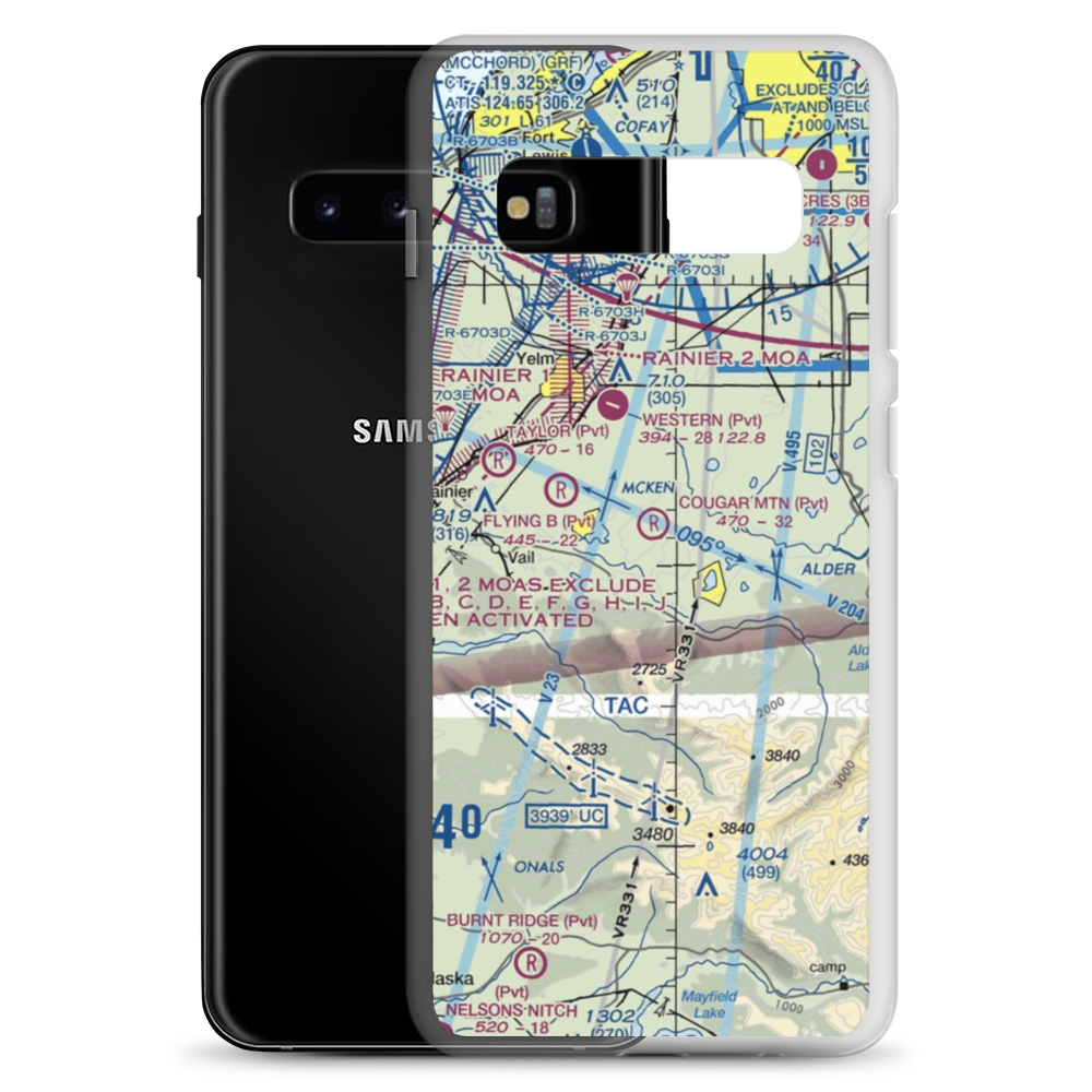 Cougar Mountain Airfield (49WA) VFR Sectional Samsung Case Samsung Galaxy S10+ model shown