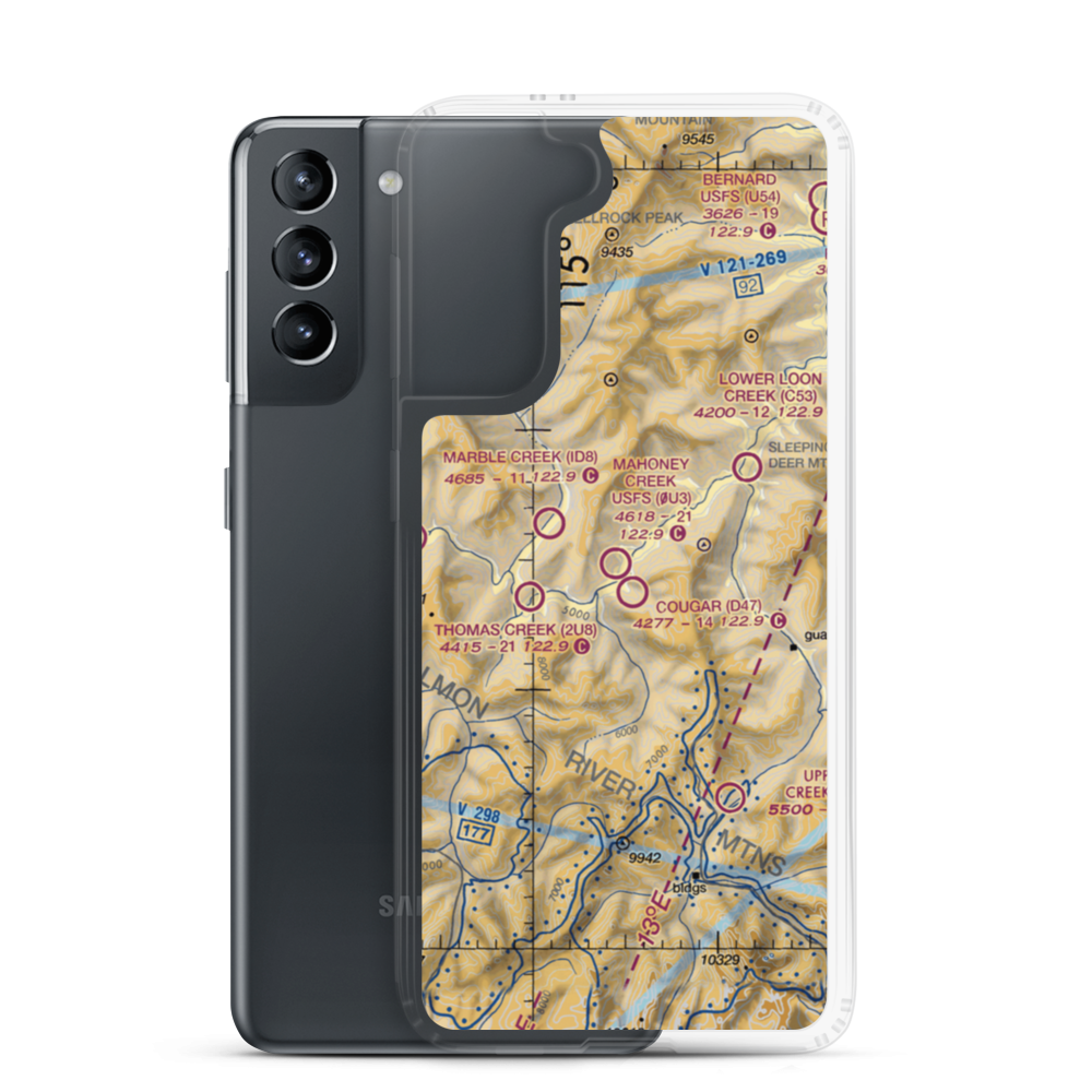 Cougar Ranch Airport (D47) VFR Sectional Samsung Case Samsung Galaxy S21 model shown