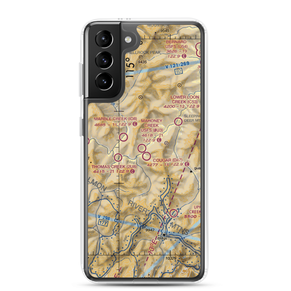 Cougar Ranch Airport (D47) VFR Sectional Samsung Case Samsung Galaxy S21 Plus model shown