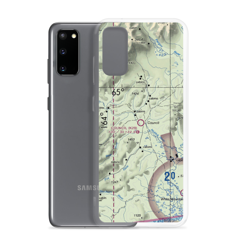 Council Airport (K29) VFR Sectional Samsung Case Samsung Galaxy S20 model shown
