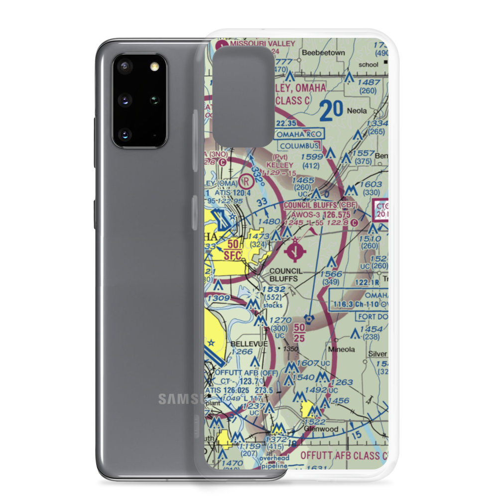 Council Bluffs Municipal Airport (CBF) VFR Sectional Samsung Case Samsung Galaxy S20 Plus model shown