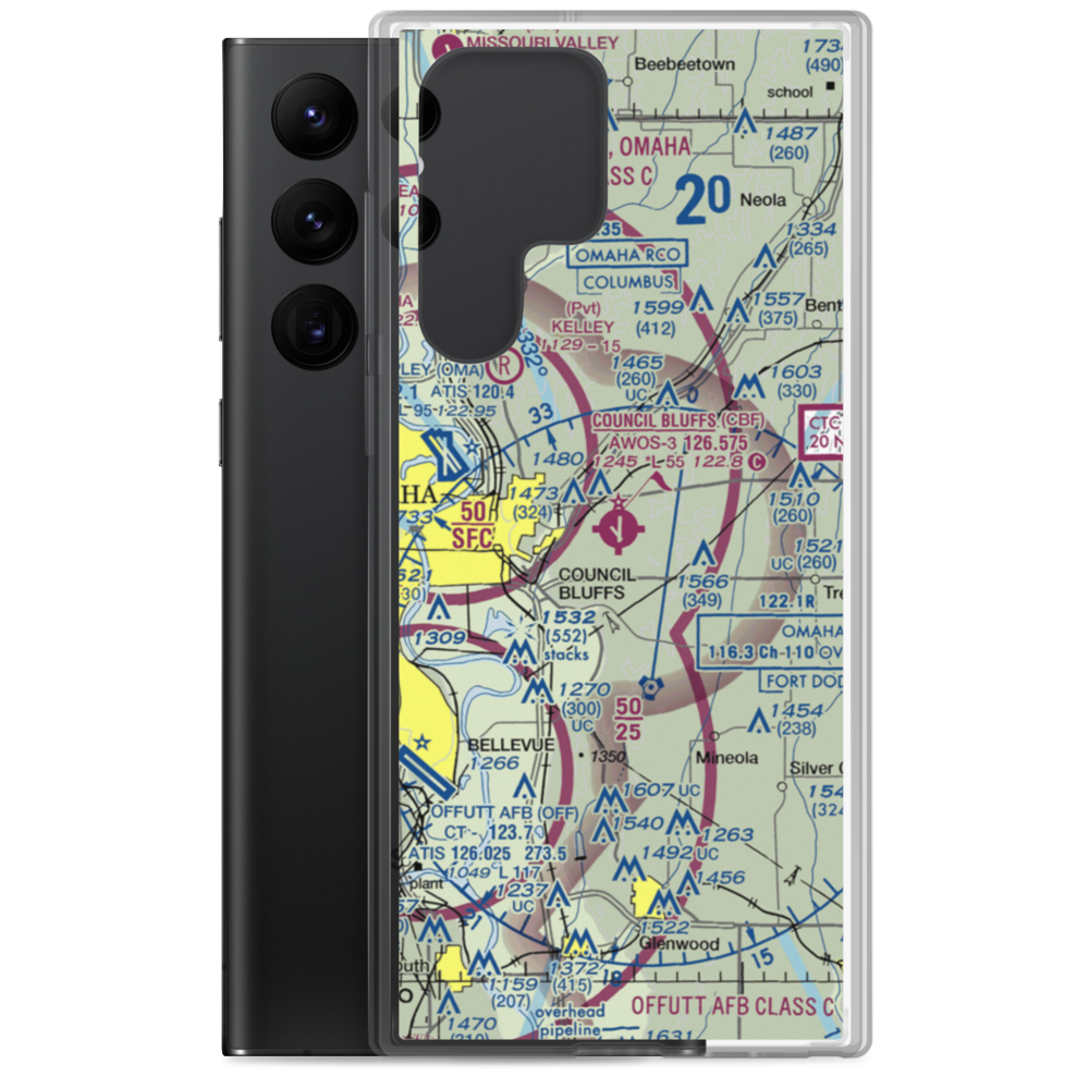 Council Bluffs Municipal Airport (CBF) VFR Sectional Samsung Case Samsung Galaxy S22 Ultra model shown