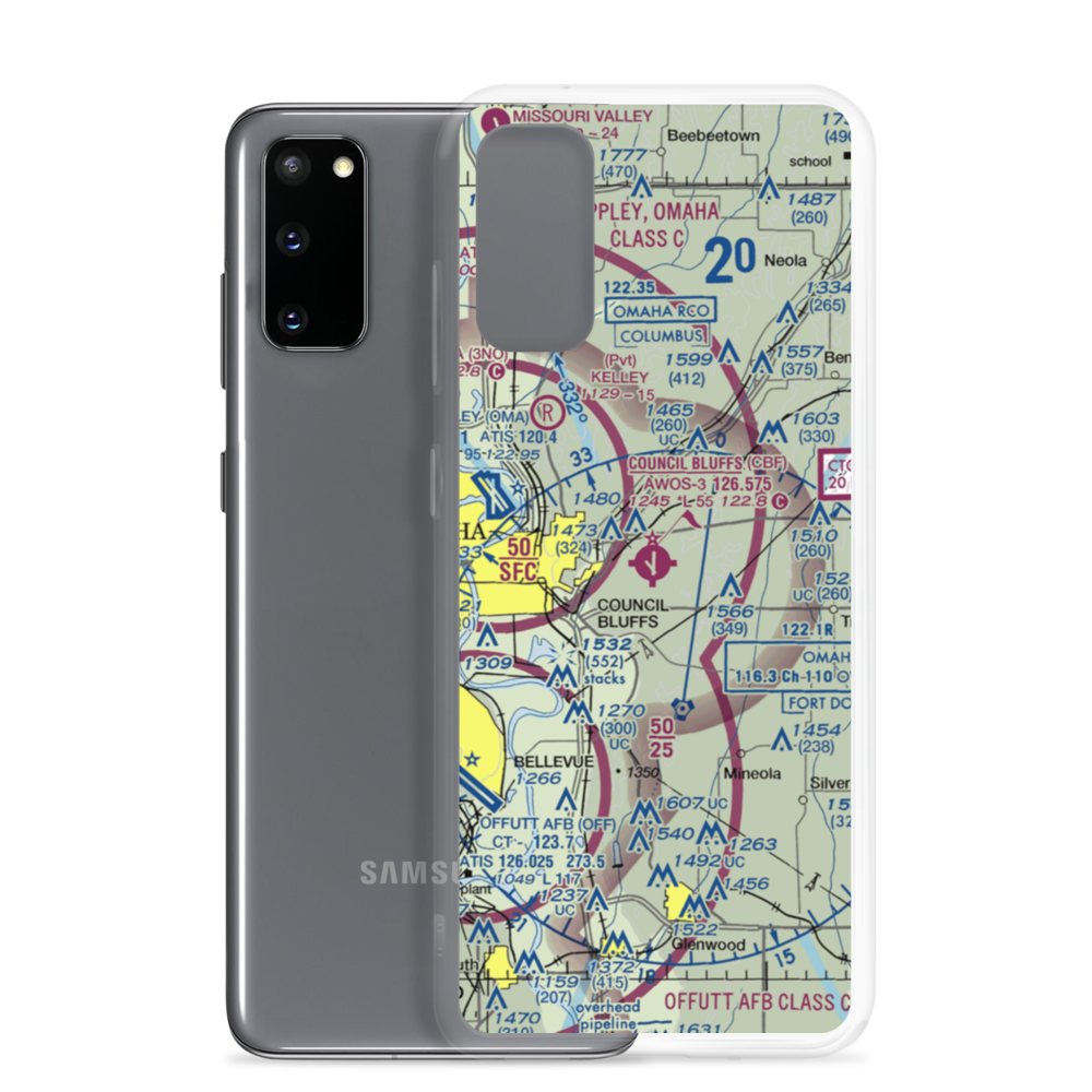 Council Bluffs Municipal Airport (CBF) VFR Sectional Samsung Case Samsung Galaxy S20 model shown