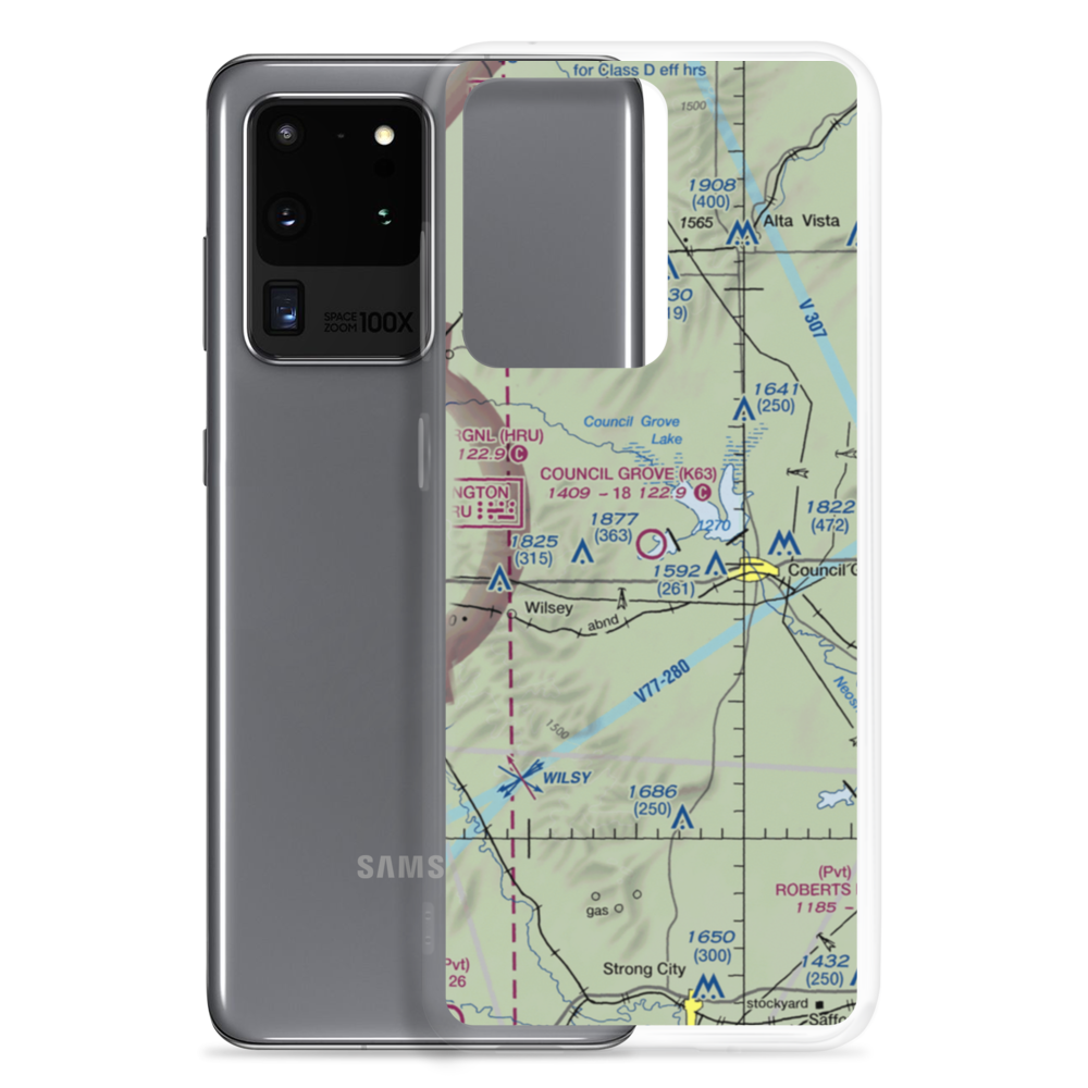 Council Grove Municipal Airport (K63) VFR Sectional Samsung Case Samsung Galaxy S20 Ultra model shown