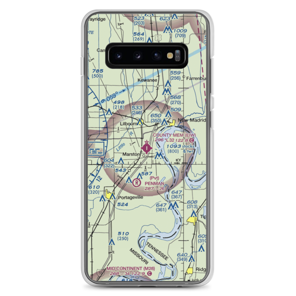 County Memorial Airport (EIW) VFR Sectional Samsung Case Samsung Galaxy S10+ model shown