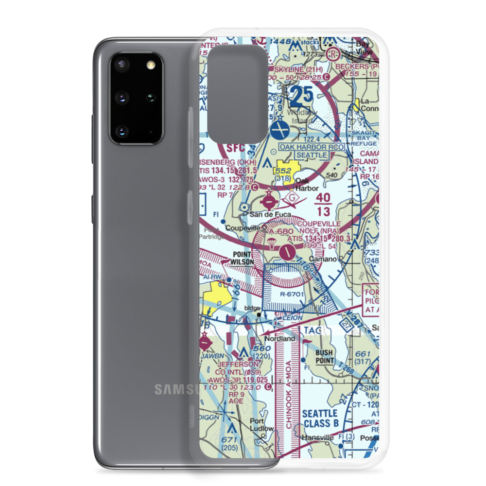 Coupeville Nolf Airport (NRA) VFR Sectional Samsung Case Samsung Galaxy S20 Plus model shown