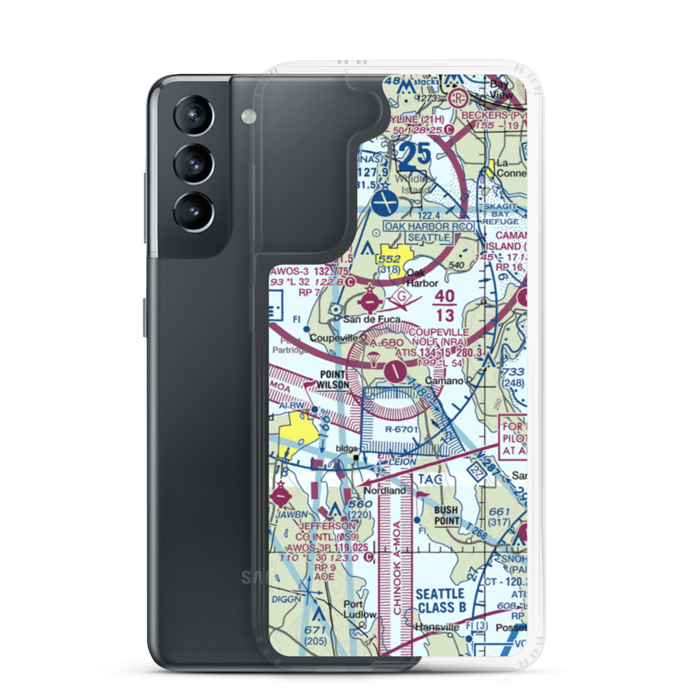 Coupeville Nolf Airport (NRA) VFR Sectional Samsung Case Samsung Galaxy S21 model shown