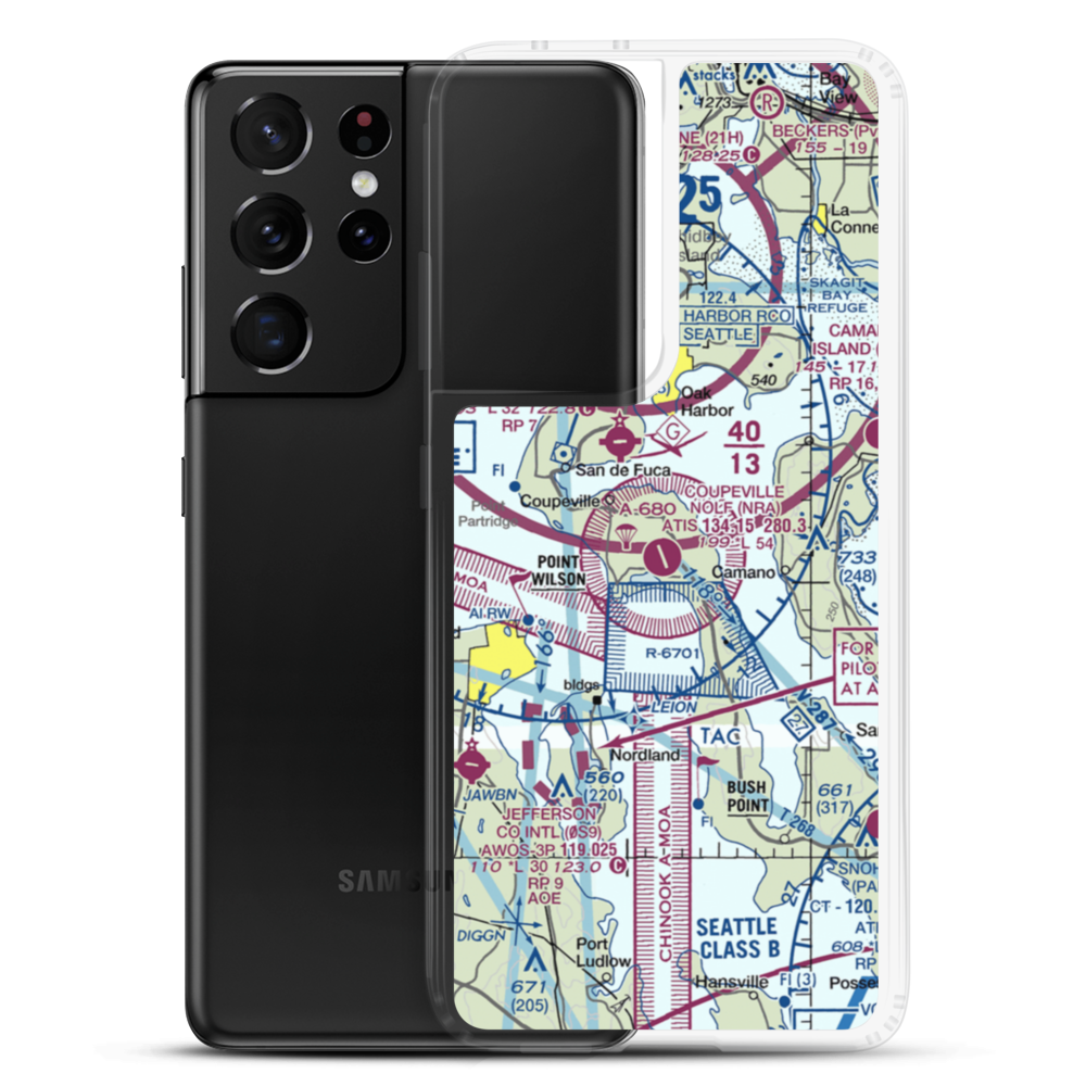 Coupeville Nolf Airport (NRA) VFR Sectional Samsung Case Samsung Galaxy S21 Ultra model shown