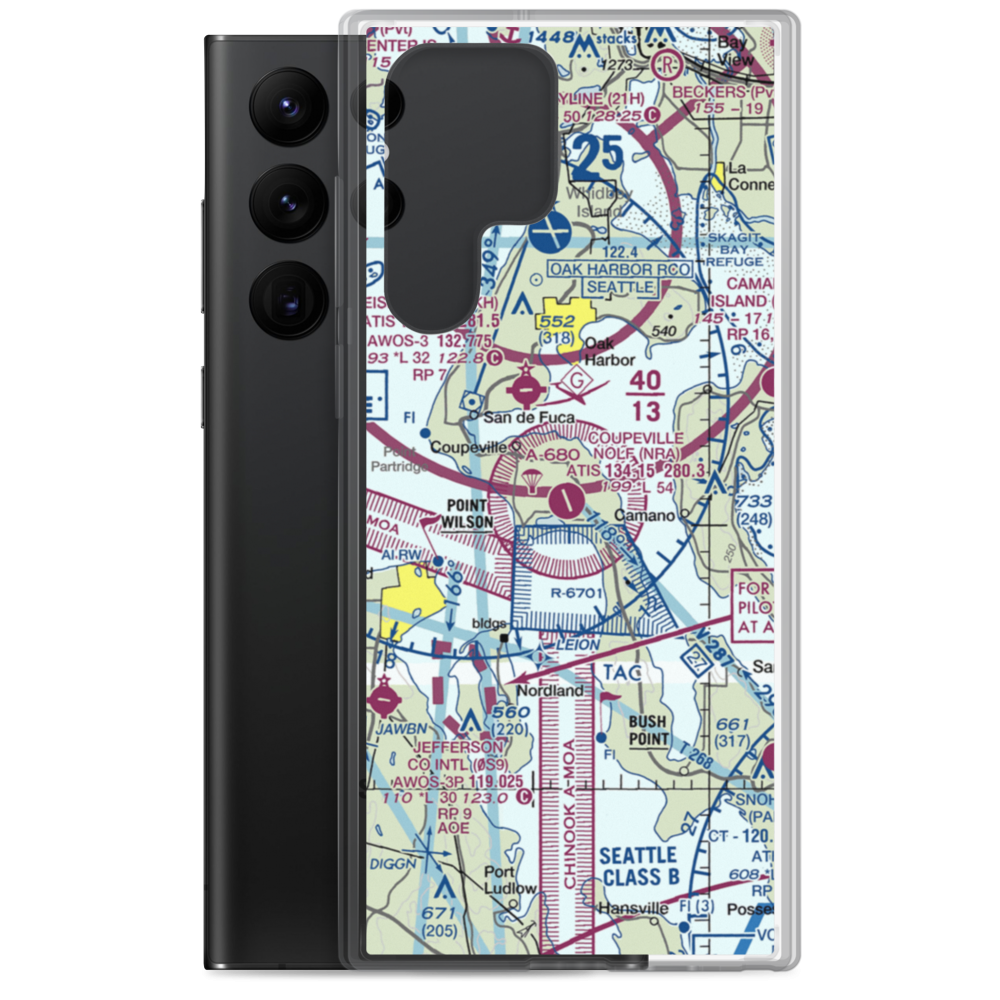 Coupeville Nolf Airport (NRA) VFR Sectional Samsung Case Samsung Galaxy S22 Ultra model shown