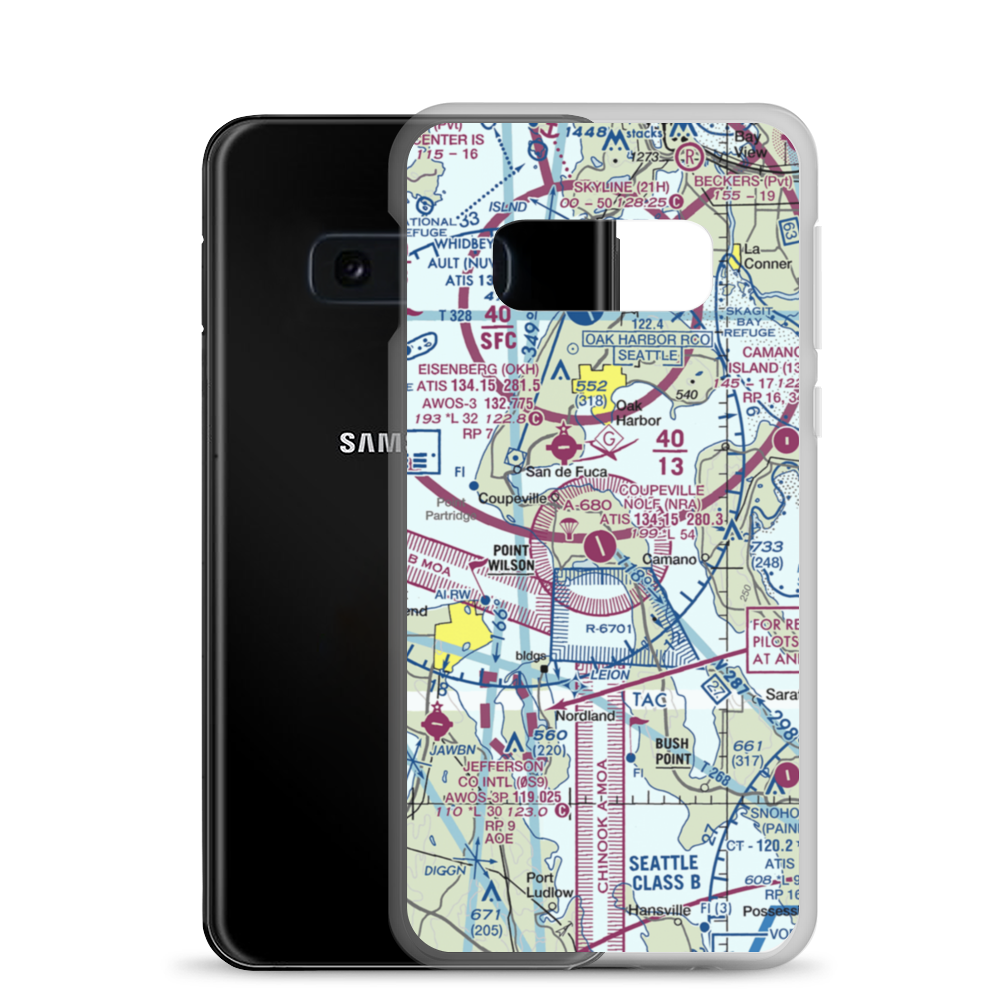 Coupeville Nolf Airport (NRA) VFR Sectional Samsung Case Samsung Galaxy S10e model shown