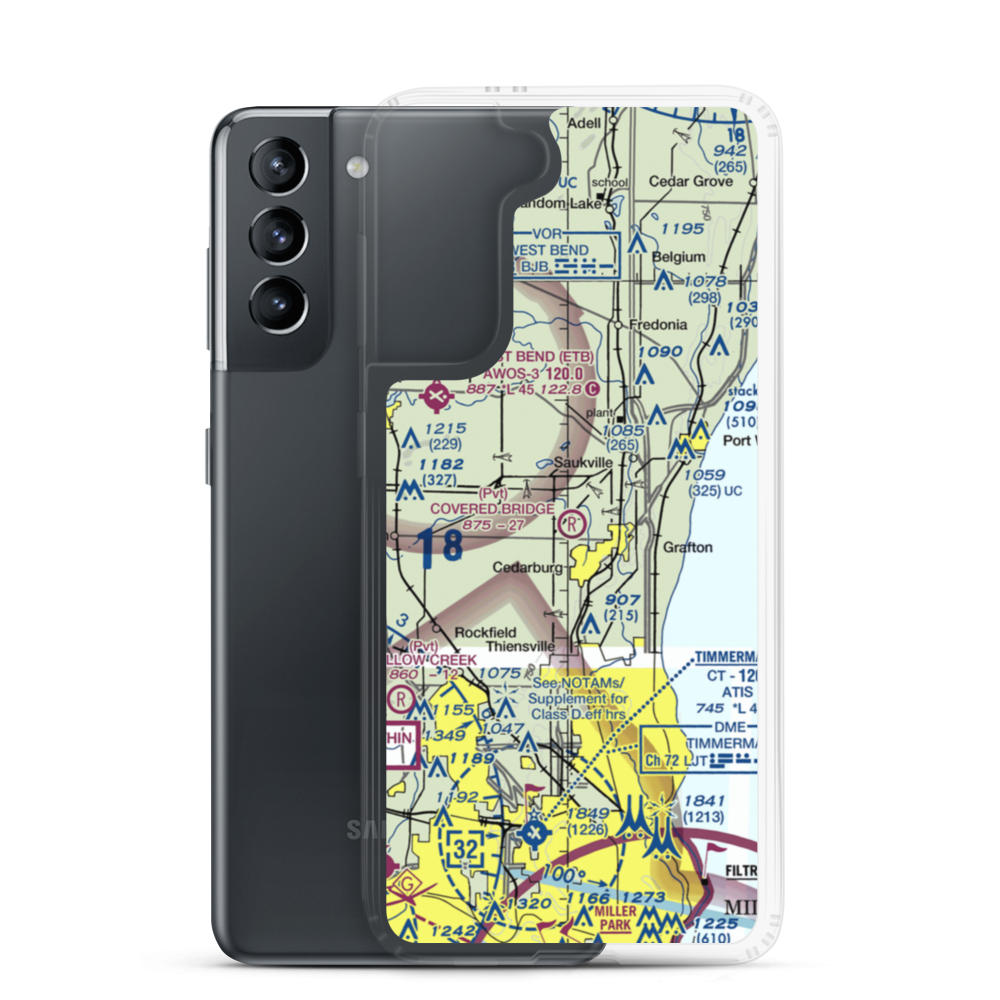 Covered Bridge Fields Airport (1WN2) VFR Sectional Samsung Case Samsung Galaxy S21 model shown