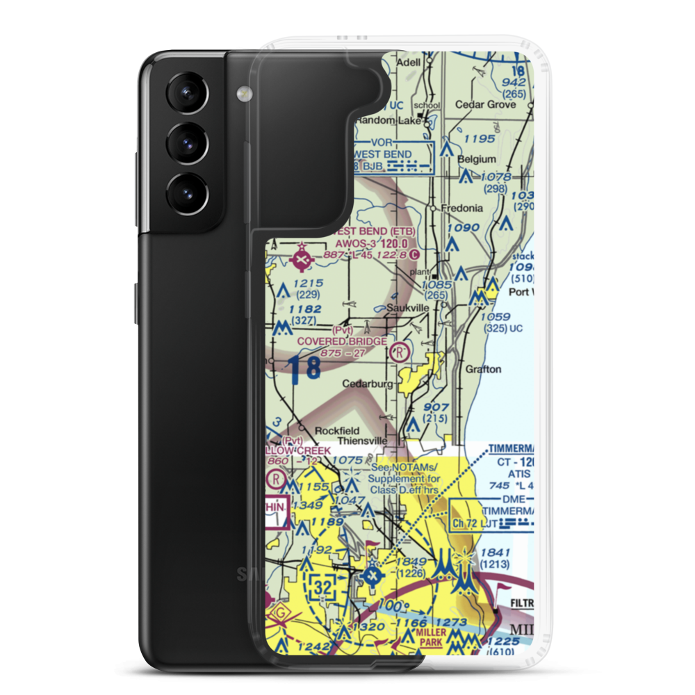 Covered Bridge Fields Airport (1WN2) VFR Sectional Samsung Case Samsung Galaxy S21 Plus model shown