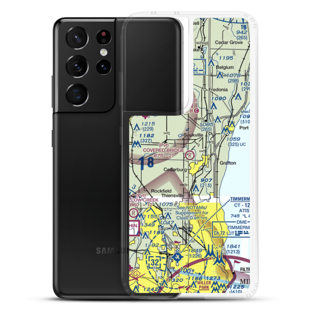 Covered Bridge Fields Airport (1WN2) VFR Sectional Samsung Case Samsung Galaxy S21 Ultra model shown