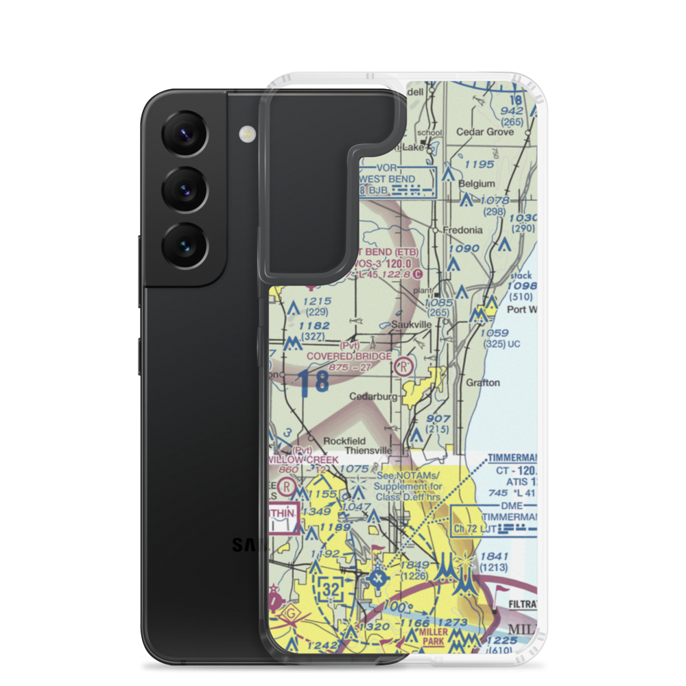 Covered Bridge Fields Airport (1WN2) VFR Sectional Samsung Case Samsung Galaxy S22 model shown