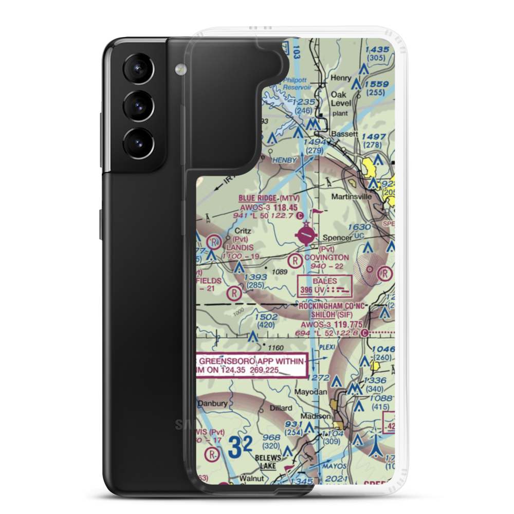 Covington Airport (VA72) VFR Sectional Samsung Case Samsung Galaxy S21 Plus model shown