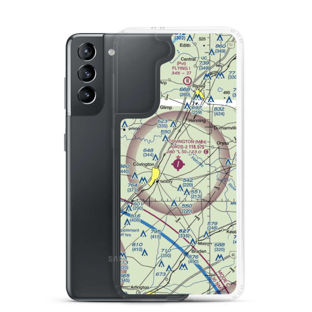 Covington Municipal Airport (M04) VFR Sectional Samsung Case Samsung Galaxy S21 model shown