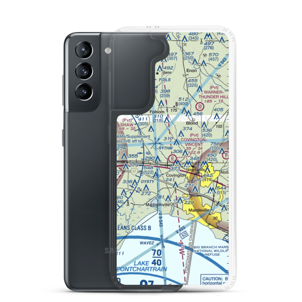 Covington-Vincent Airport (LA87) VFR Sectional Samsung Case Samsung Galaxy S21 model shown