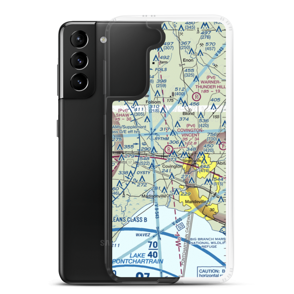 Covington-Vincent Airport (LA87) VFR Sectional Samsung Case Samsung Galaxy S21 Plus model shown