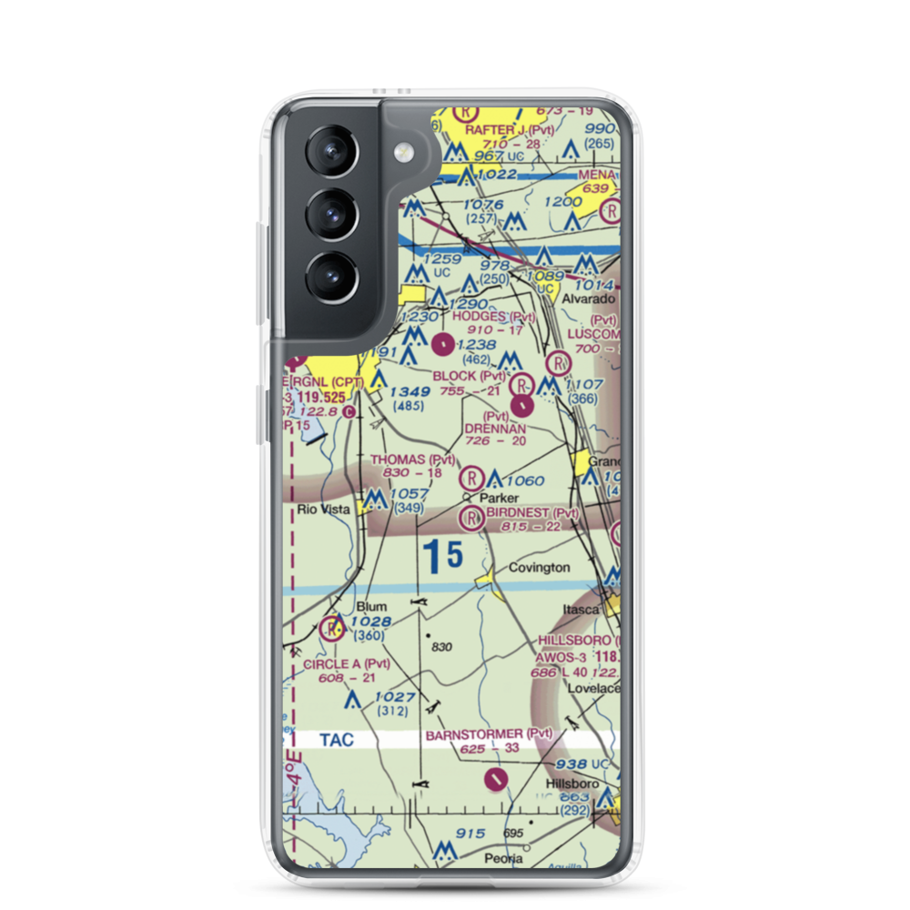 Cow Pasture Airport (TE16) VFR Sectional Samsung Case Samsung Galaxy S21 model shown